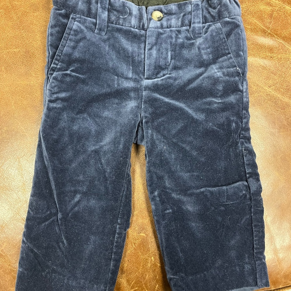 Janie and jack blue velvet holiday pants